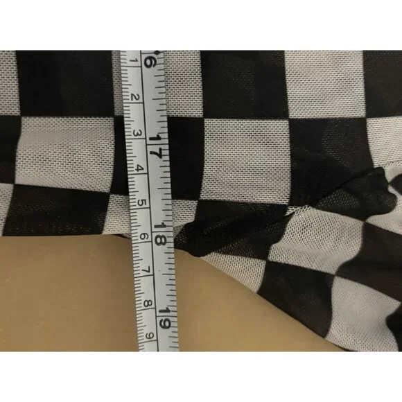 Hot Topic Black & White Checkered Women’s Mesh Top S/M - Picture 10 of 10